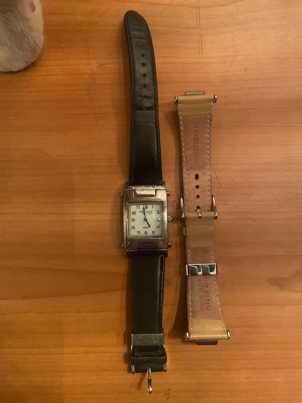 Anne Klein Black and Tan Leather Strap Women's Watch with Extra Tan Band